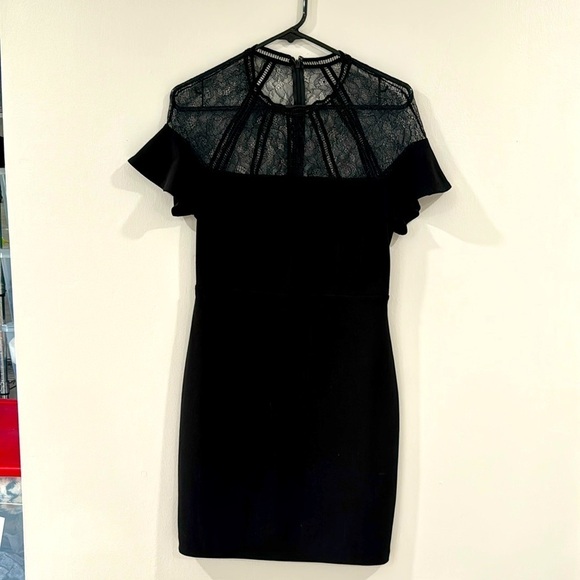 Express Black lace flutter sleeve mini dress whimsigoth dark - Picture 2 of 9